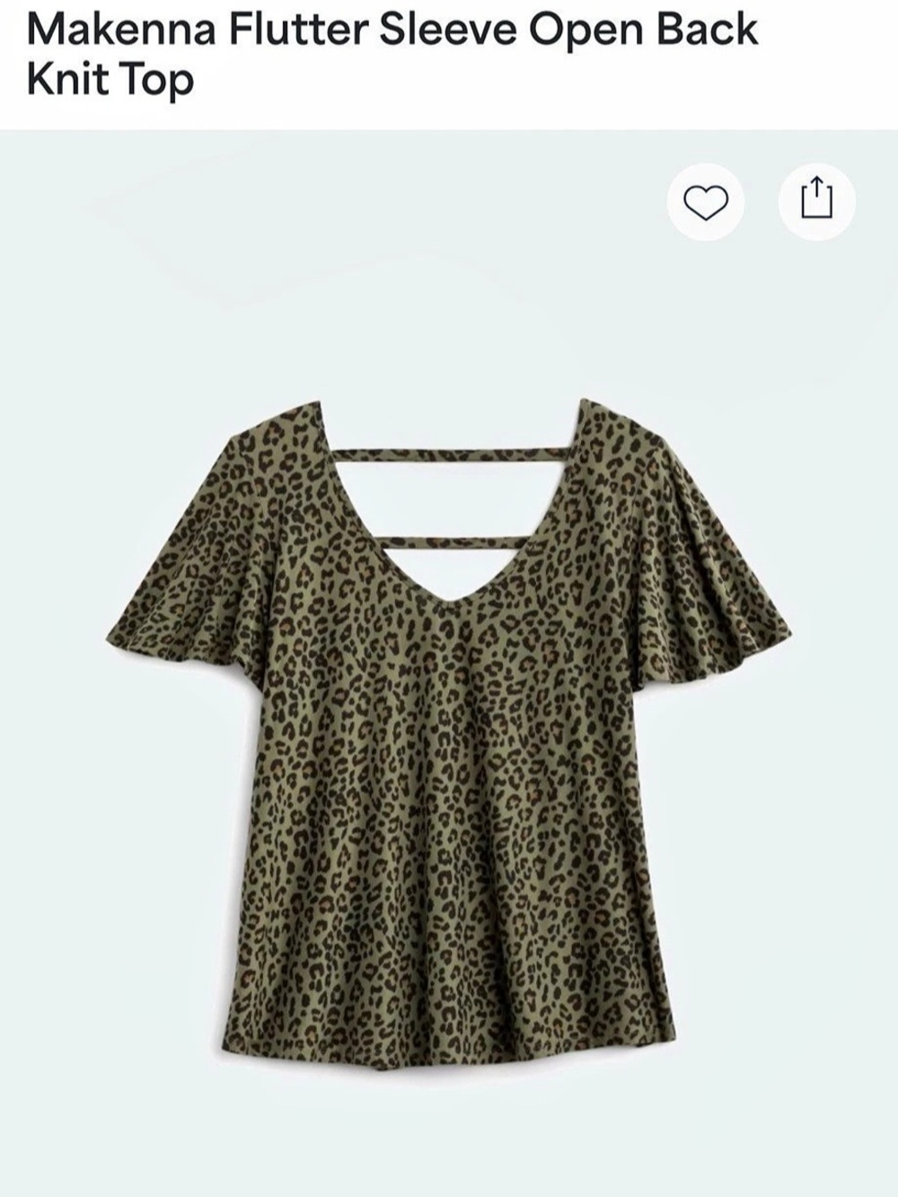 Nine Britton Makenna Flutter Sleeve Open Back Knit Top Animal Print Open Back